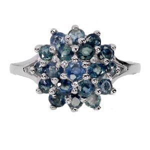 Elegant Natural Blue Tanzanite cluster ring in 925 Sterling Silver Size 8